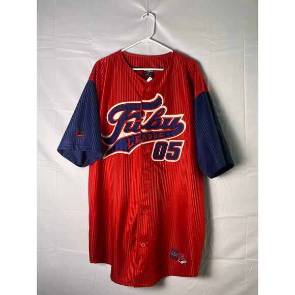 VTG Fubu 05 The Collection Champion League Stitching Baseball Jersey Red Blue XL - Picture 1 of 3